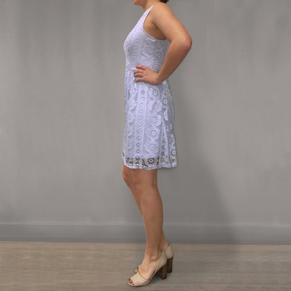 Altar'd State Dusty Blue Lace Fit and Flare Dress - Picture 2 of 6